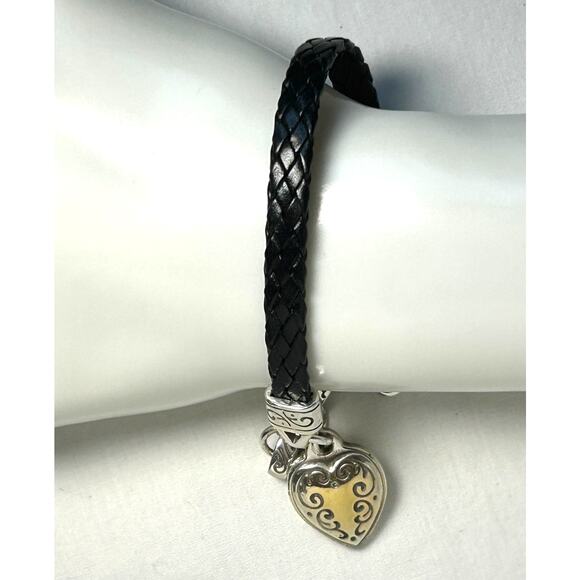 Brighton Kings Road Braided Leather Heart Charm Bracelet - Picture 9 of 10